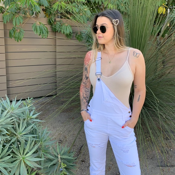 Olivaceous V Neck Tank Style Bodysuit in Tan - Picture 7 of 9